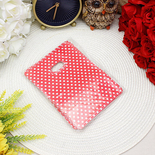 Puantiyeli Hediyelik El Geçme Poşeti Kırmızı 12x17 cm 50’li Paket - Toptanalim (1)