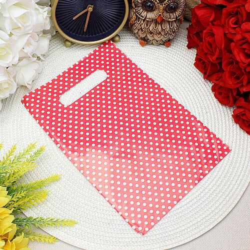 Puantiyeli Hediyelik El Geçme Poşeti Kırmızı 17x25 cm 50’li Paket - Toptanalim