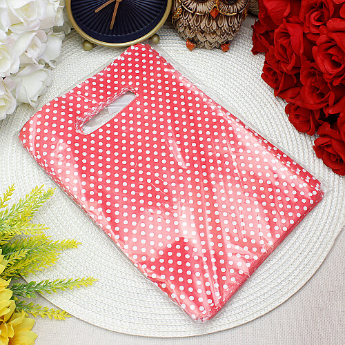 Puantiyeli Hediyelik El Geçme Poşeti Kırmızı 17x25 cm 50’li Paket - Toptanalim (1)