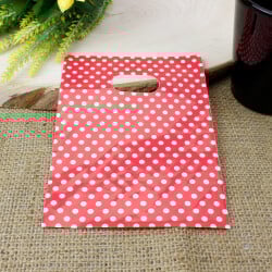 Puantiyeli Hediyelik El Geçme Poşeti Kırmızı 17x25CM 50'li Paket - 1