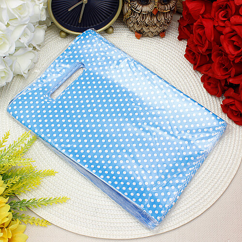 Puantiyeli Hediyelik El Geçme Poşeti Mavi 17x25 cm 50’li Paket - Toptanalim (1)