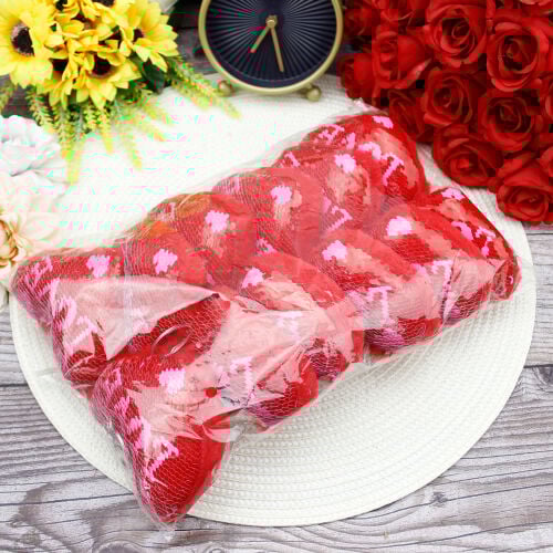 Pullu Love Kalp Kırmızı Anahtarlık 12'li Paket - 3
