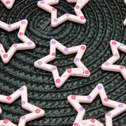 Renkli Puantiyeli Yıldız Çanta Charm Aksesuar Pembe - 2