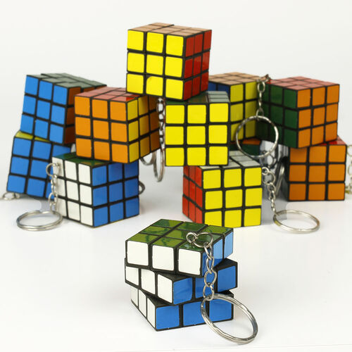 Renkli Rubik Küp Anahtarlık 12'li Paket - 1