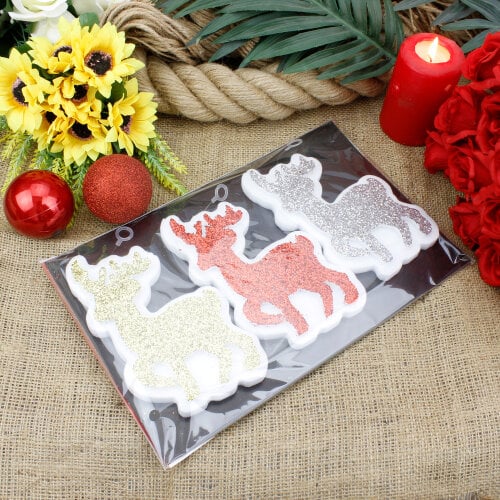 Renkli Strafor Geyik Tanesi 3'Lü Paket - Kare Dekor (1)