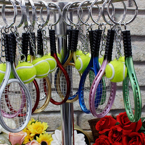 Renkli Tenis Raketi ve Top Anahtarlık 12’li Paket - Toptanalim