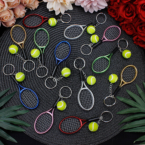 Renkli Tenis Raketi ve Top Anahtarlık 12’li Paket - Toptanalim (1)