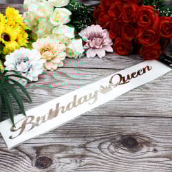Rose Yazı Birthday Queen Beyaz Renk Kuşak - 2