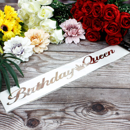 Rose Yazı Birthday Queen Beyaz Renk Kuşak - 2