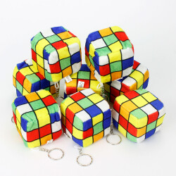 Rubik Küp Zar Peluş Anahtarlık 12'Li Paket - 1