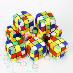 Rubik Küp Zar Peluş Anahtarlık 12'Li Paket - 1