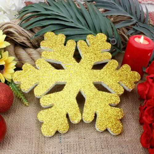 Sarı Kar Tanesi 26CM - Kare Dekor