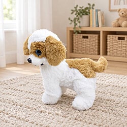 Sarkık Kulaklı Sevimli Peluş Köpek Beyaz 22 cm - 2