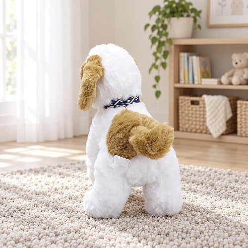 Sarkık Kulaklı Sevimli Peluş Köpek Beyaz 22 cm - 3
