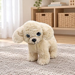 Sarkık Kulaklı Sevimli Peluş Köpek Krem 22 cm - 1