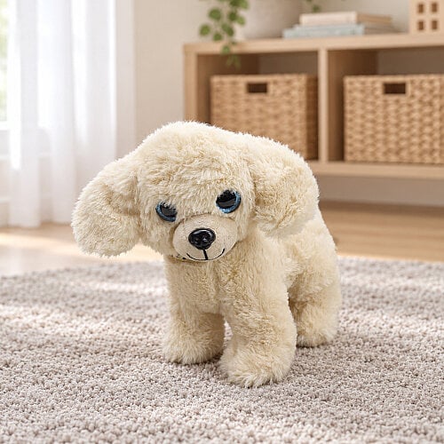 Sarkık Kulaklı Sevimli Peluş Köpek Krem 22 cm - Toptanalim