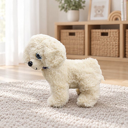 Sarkık Kulaklı Sevimli Peluş Köpek Krem 22 cm - 3