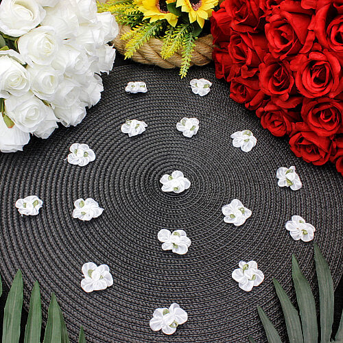 Saten Gül Fiyonk 3 cm Beyaz - Platin Gift