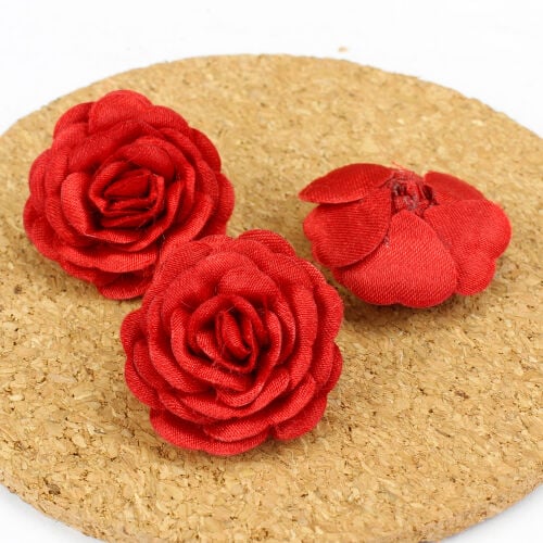 Saten Kumaş Katmerli Gül Bordo 3 Cm - 2