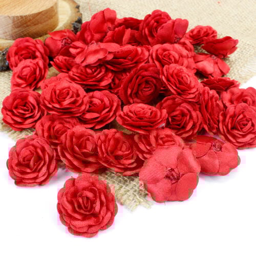 Saten Kumaş Katmerli Gül Bordo 3 Cm - 1