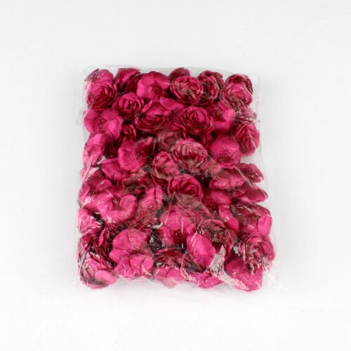 Saten Kumaş Katmerli Gül Koyu Pembe 3 Cm - 3