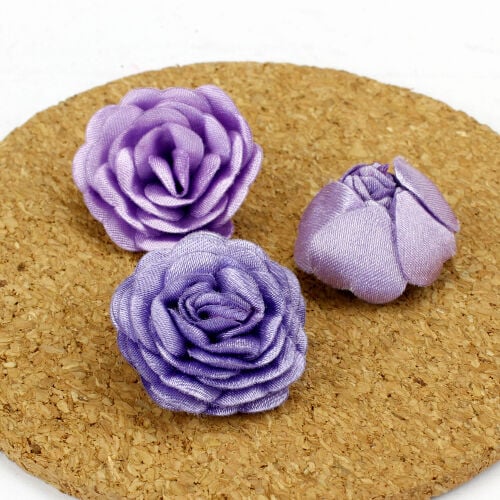 Saten Kumaş Katmerli Lila 3 Cm - 2