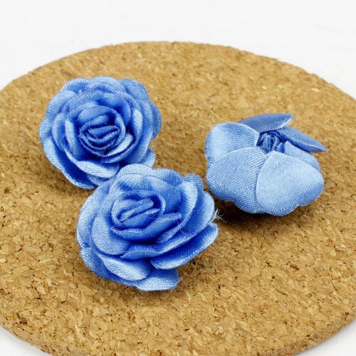 Saten Kumaş Katmerli Mavi 3 Cm - 2