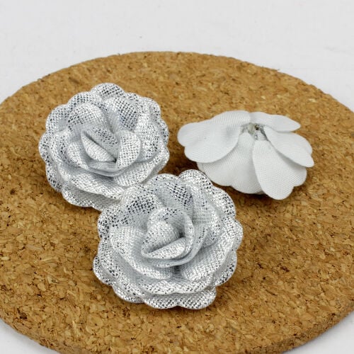 Saten Kumaş Katmerli Parlak Gümüş 3 Cm - 2