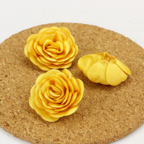 Saten Kumaş Katmerli Sarı 3 Cm - 2