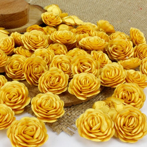 Saten Kumaş Katmerli Sarı 3 Cm - 1