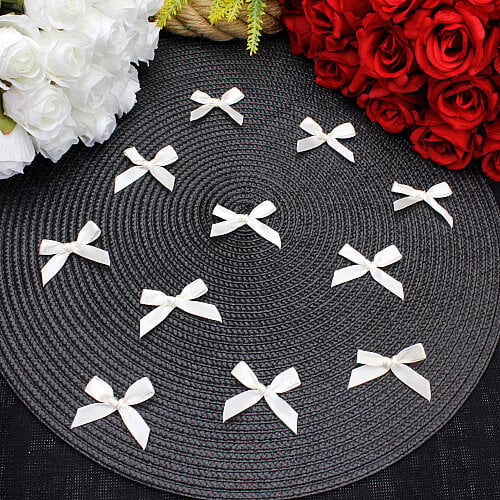 Saten Kurdele Fiyonk 5 cm Krem - Toptanalim