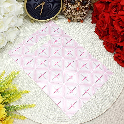 Sedef Desenli Hediyelik El Geçme Poşeti Pembe 17x25 cm 50’li Paket - Toptanalim
