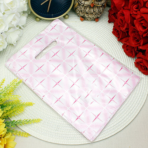 Sedef Desenli Hediyelik El Geçme Poşeti Pembe 17x25 cm 50’li Paket - Toptanalim (1)