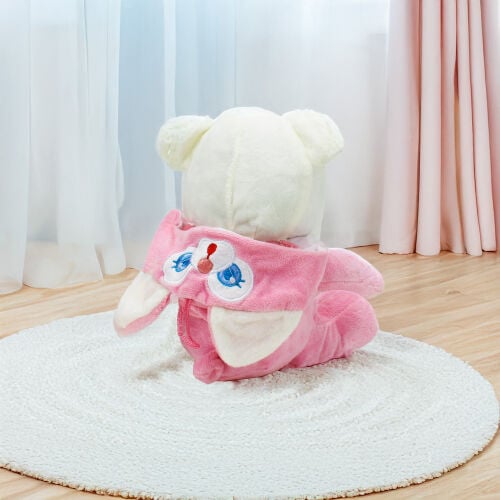 Sempatik Kapüşonlu Peluş Ayıcık Pembe 22CM - 6