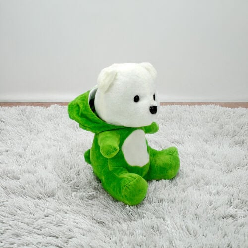 Sempatik Kapüşonlu Peluş Ayıcık Yeşil 22CM - 3