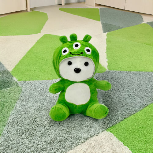 Sempatik Kapüşonlu Peluş Ayıcık Yeşil 22CM - 1