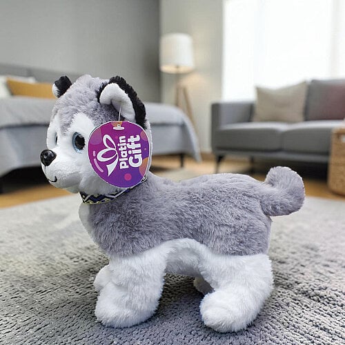 Sevimli Husky Peluş Köpek Gri 24 cm - Toptanalim (1)