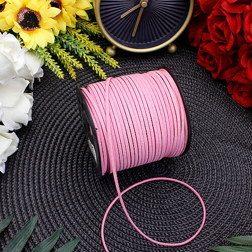 Süet Bileklik ve Kolye Yapım İpi 92 Metre Makara Pembe - Platin Gift