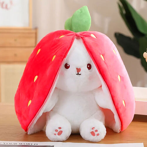 Sürpriz Çilek Tavşan Peluş 28 CM Kırmızı - 1