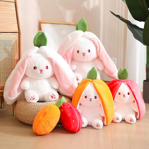 Sürpriz Çilek Tavşan Peluş 28 CM Kırmızı - 3