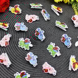 Süslü Uğur Böcekli Renkli Mandal 20'li Paket - 1