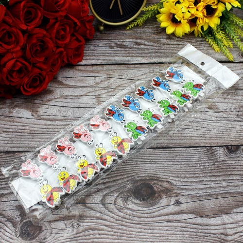 Süslü Uğur Böcekli Renkli Mandal 20'li Paket - 3