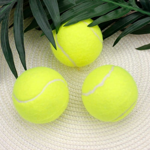 Tenis Topu 3'lü Paket Sarı - Kare Dekor