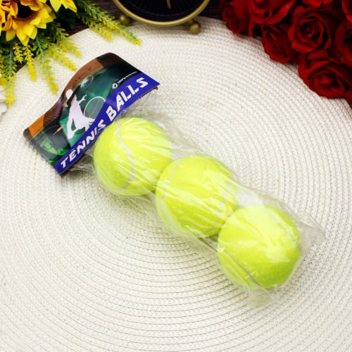 Tenis Topu 3'lü Paket Sarı - Kare Dekor (1)