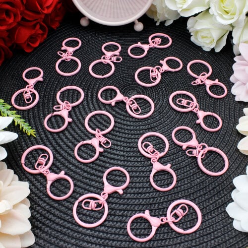 Tetikli Halka Metal Anahtarlık Klipsi Pembe - 1