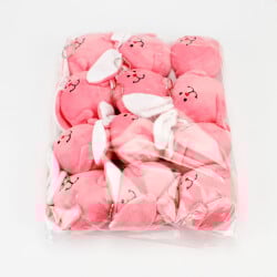 Tombul Tavşan Peluş Anahtarlık Pembe 12'Li Paket - 3
