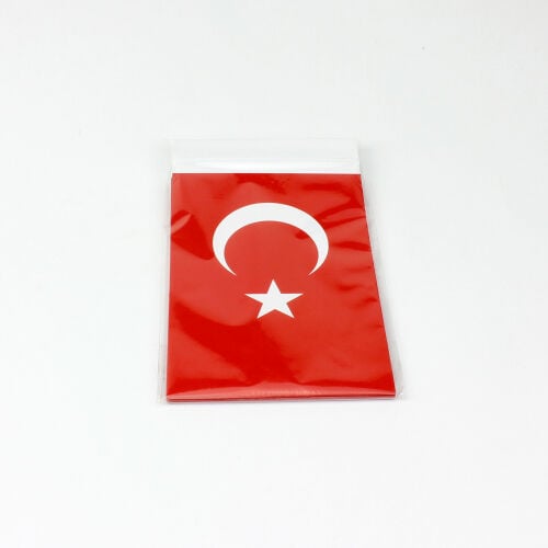 İpli Mini Türk Bayrağı 7,5X12,5CM - Kare Dekor (1)