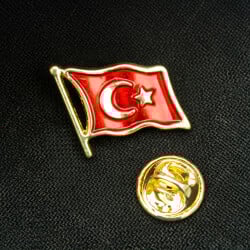 Türk Bayrağı Yaka Rozet Gold 30'lu Paket - 1