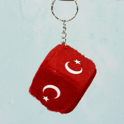 Türk Bayraklı Zar Peluş Anahtarlık 12'li Paket - 2