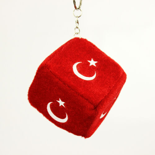 Türk Bayraklı Zar Peluş Anahtarlık Büyük Boy 12'li Paket - 3